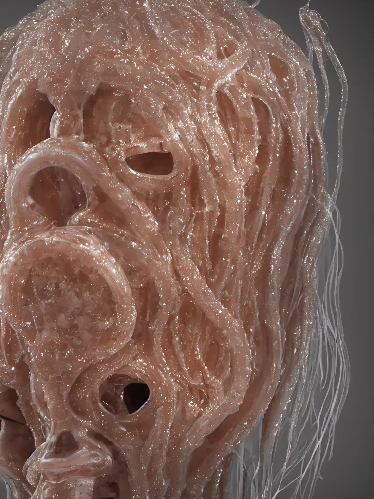 Prompt: a widescreen closeup detailed photo of a detailed human jellyfish head, by steve mccurry octane render 8 k