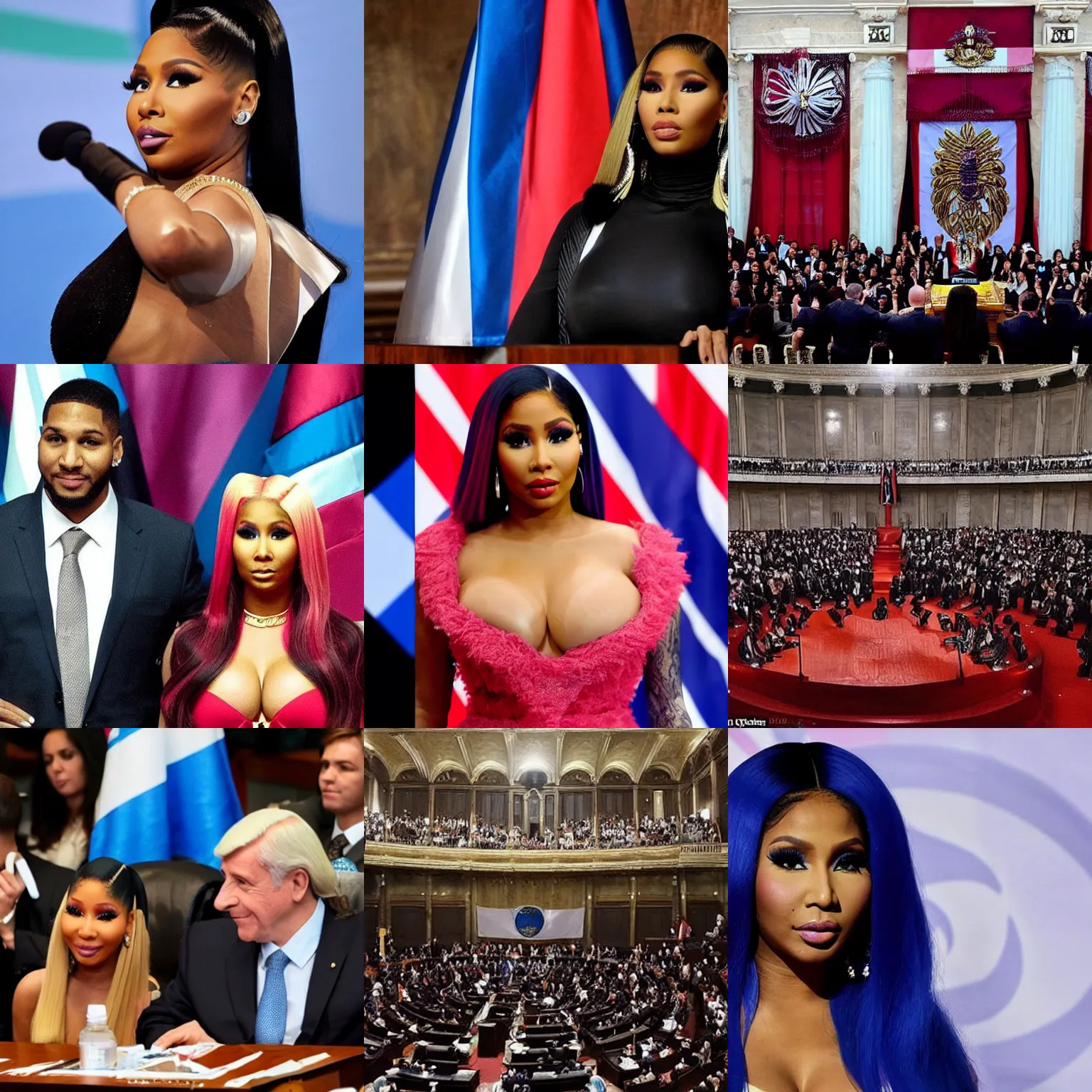 Prompt: Nicki Minaj is the president of Argentina, in the Argentine Congress, flags of Argentina behind