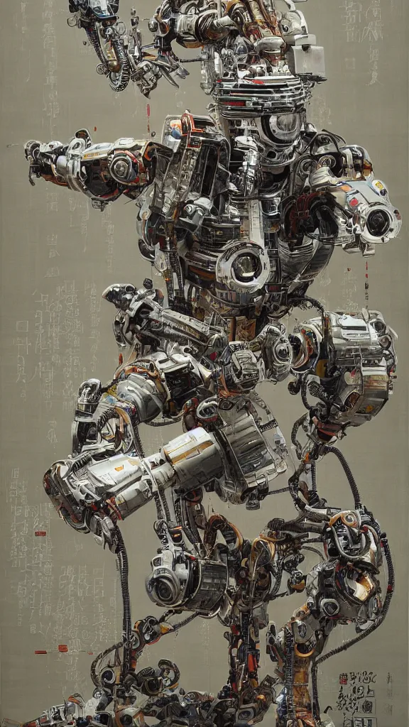 Prompt: robot painting a robot on canvas, intricate, highly detailed, photorealistic, film still, by huang guangjian.