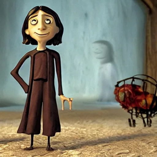 Prompt: still of jesus in coraline ( 2 0 0 9 )