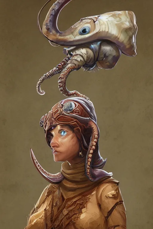 Image similar to portrait of the Plectronoceras cephalopod wizard wearing the epic artifact headgear by artgerm and Craig Mullins, James Jean, Andrey Ryabovichev, Mark Simonetti and Peter Morbacher 16k