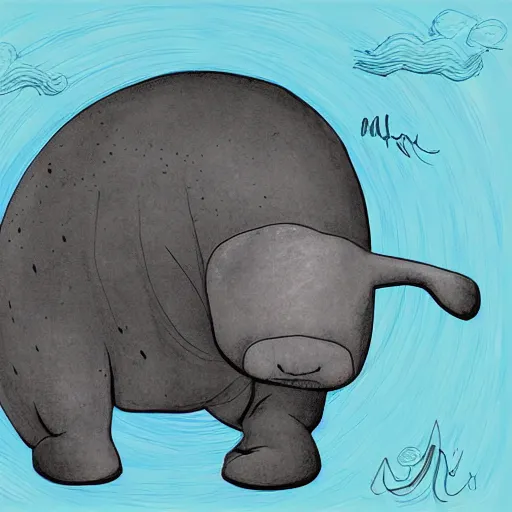 Prompt: hue manatee, cloud noon, melatonin valhalla, digital art