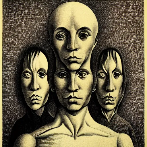 Prompt: lithography grain effect on paper secret artefact conceptual figurative post - morden monumental dynamic portrait drawn by goya and escher and hogarth, inspired by magritte, illusion surreal art, highly conceptual figurative art, intricate detailed illustration, controversial poster art, polish poster art, geometrical drawings, no blur