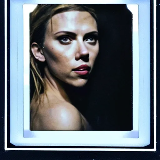 Image similar to Polaroid image of Scarlett Johansson as tomb raider