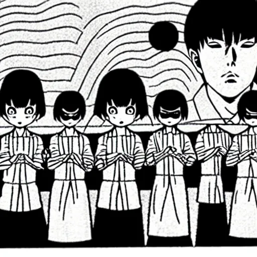 Prompt: hiroshima nuclear attack manga by junji ito