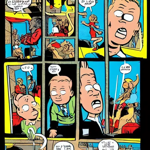 Prompt: a comic book page of The Adventures of Tintin by grant morrison
