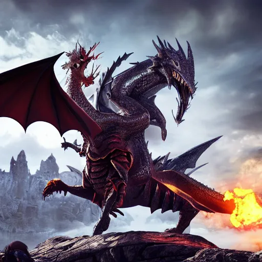 Image similar to a royal knight fighting a dragon, fantasy artwork, very very very beautiful scenery, hd, hdr, ue 5, ue 6, unreal engine 5, cinematic 4 k wallpaper, 8 k, ultra detailed, high resolution, artstation, award winning