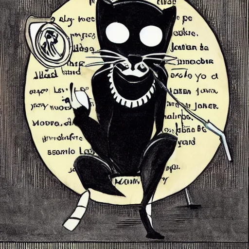 Prompt: a black panther wearing a monocle and reading a journal