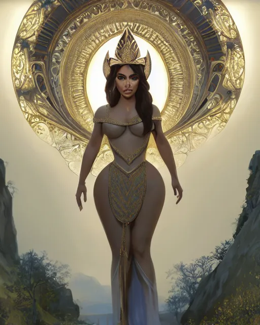 Image similar to A film still of kim kardashian as princess zelda in real life, highly detailed, digital painting, artstation, concept art, sharp focus, illustration, cinematic lighting, art by artgerm and greg rutkowski and alphonse mucha diffuse lighting, fantasy, intricate, elegant, highly detailed, lifelike, photorealistic, digital painting, artstation, illustration, concept art, smooth, sharp focus, art by John Collier and Albert Aublet and Krenz Cushart and Artem Demura and Alphonse Mucha