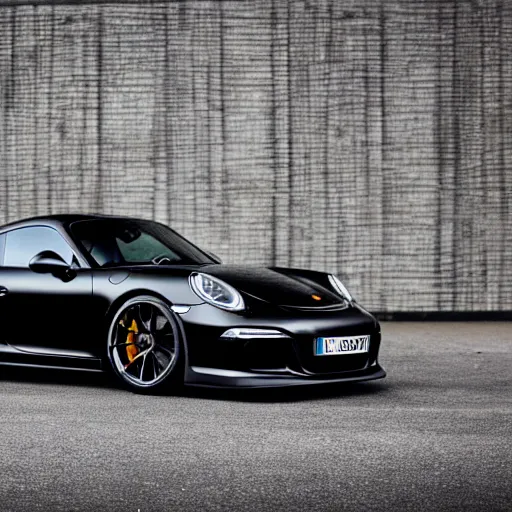 Image similar to a black porsche 9 1 1 gt 3, photo, 4 k