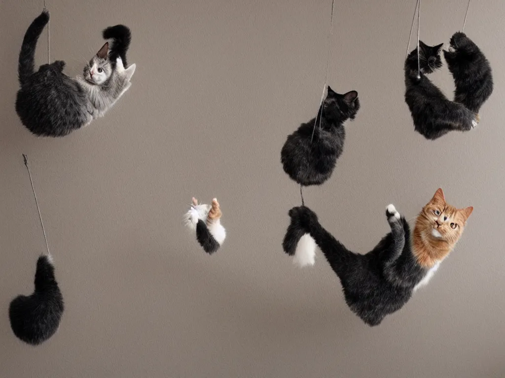 Image similar to cats hanging on hyper-dimensional impossible geometric object