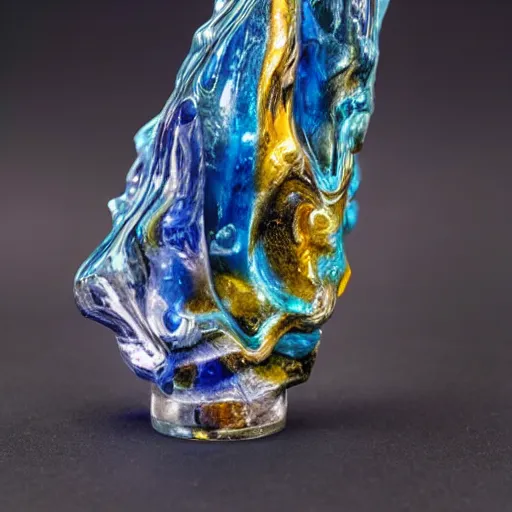 Prompt: abstract carved sculptural topaz form, wiggly wild smooth bubbly dripping spiky imaginative irrational shape puddles, fluid and dynamic forms, detailed and complex, sharp and smooth, product photo