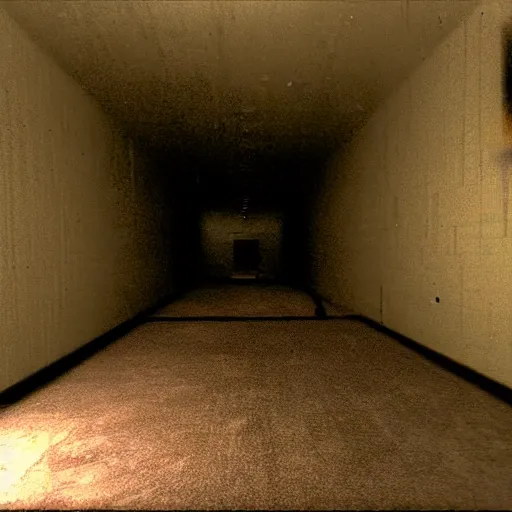 Image similar to the backrooms, liminal space, eerie, grainy footage, first person,