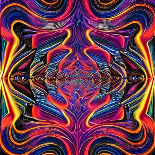 Image similar to highly detailed optical illusion of a psychedelic stanley kubrick movie scene filled with magical energy by mad dog jones and alex grey