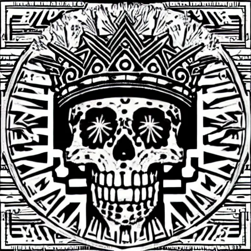 Image similar to aztec skull with a ((((((((((crown of hops)))))))))), acidwave!!!!!!!!!!!!!!!!!!!!!!!!!!!