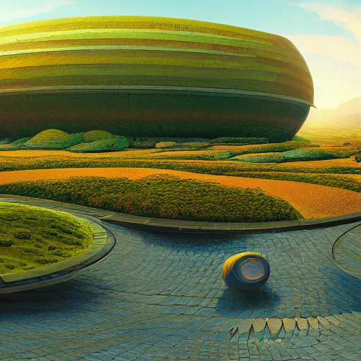 Image similar to panorama,utopia,science fiction,bio-inspired,organic,sunny,michael whelan,octane render