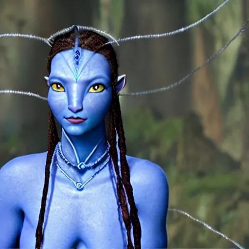 Prompt: a blue - skinned female navi from avatar wrapped in barbed wire, high resolution film still, hdr color, movie by james cameron