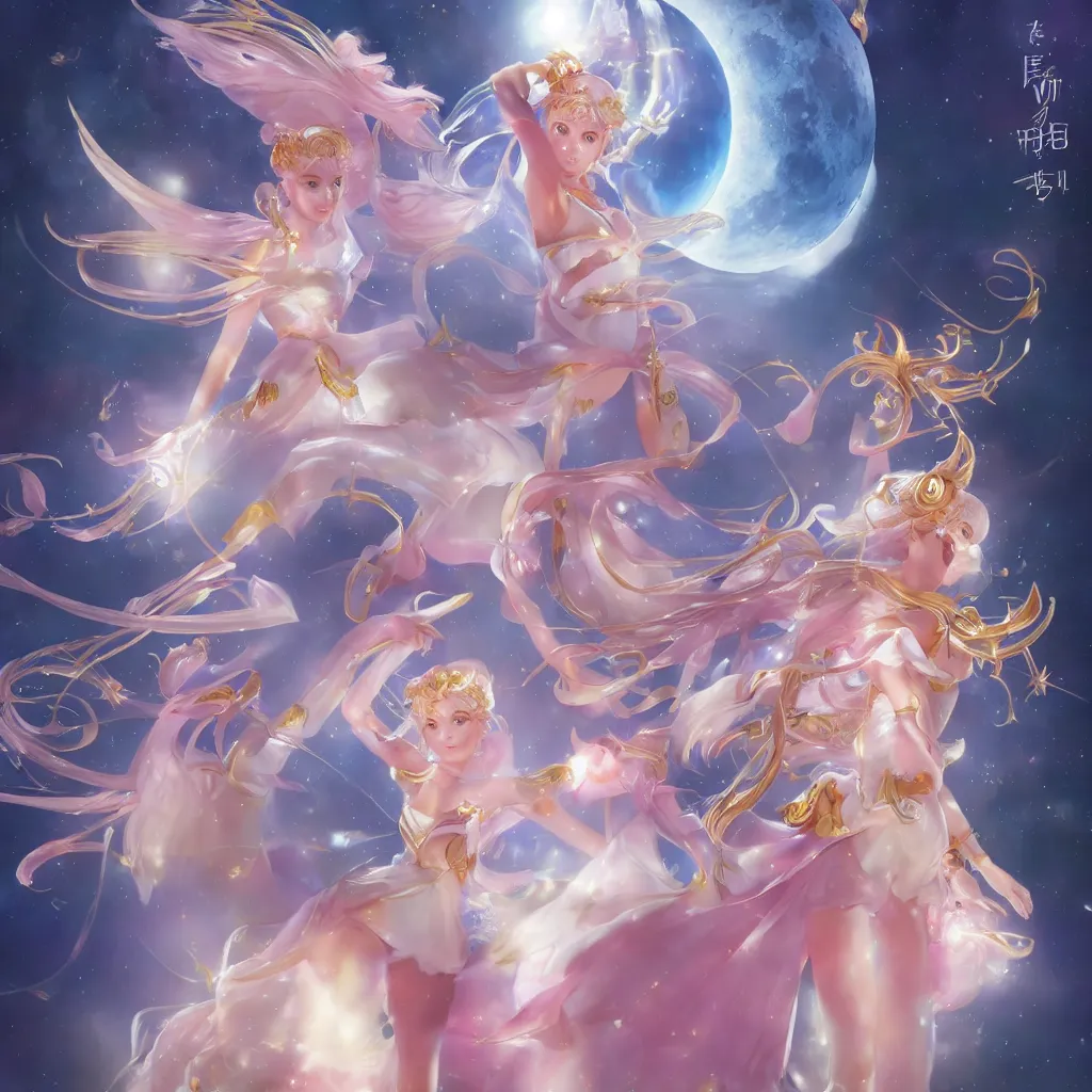 Prompt: moon goddess sailor moon lunar princess, by stanley artgerm lau, wlop, rossdraws, james jean, andrei riabovitchev, marc simonetti, and sakimichan, trending on artstation, hyperrealist, cinema 4 d, 8 k highly detailed