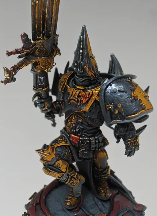 Image similar to 8 0 mm resin detailed miniature of a warhammer 4 0 k sauron, product introduction photos, 4 k, full body,