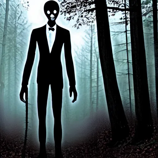 Image similar to slenderman in the woods