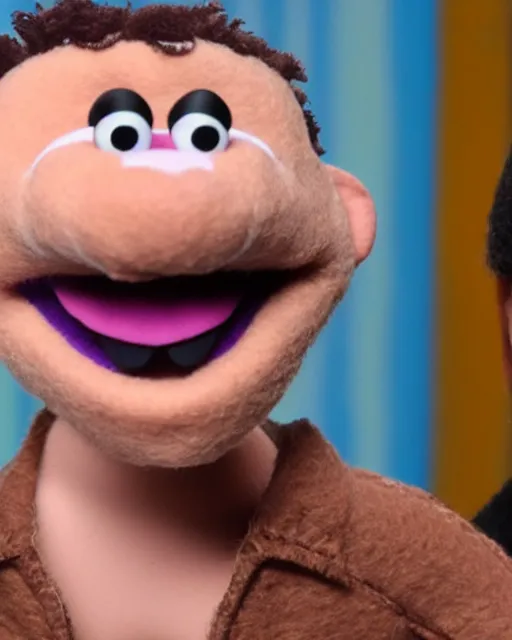 Image similar to twitch streamer adin ross as a muppet. highly detailed felt. hyper real photo. 4 k.