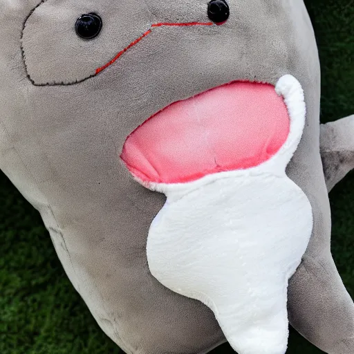 Image similar to a happy dolphin, plush doll, 8 k