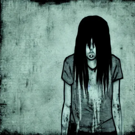 Prompt: grunge drawing of something in the style of the grudge | horror themed