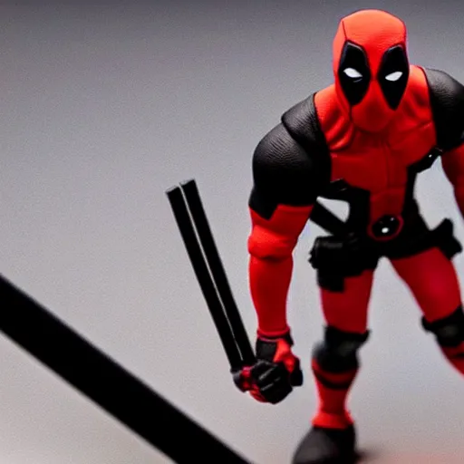 Image similar to deadpool claymation, frightening