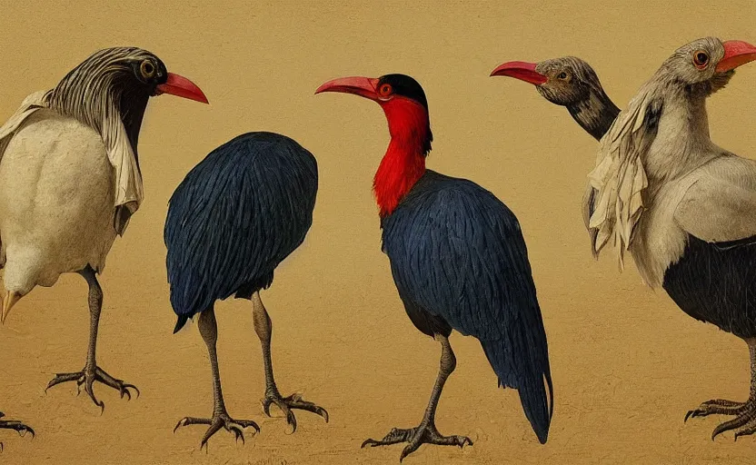 Image similar to a group of pukeko in the style of Caravaggio, digital art, high quality, highly detailed, high coherence, anatomically correct, Caravaggio, concept art, golden bay abel tasman new zealand, marterpiece