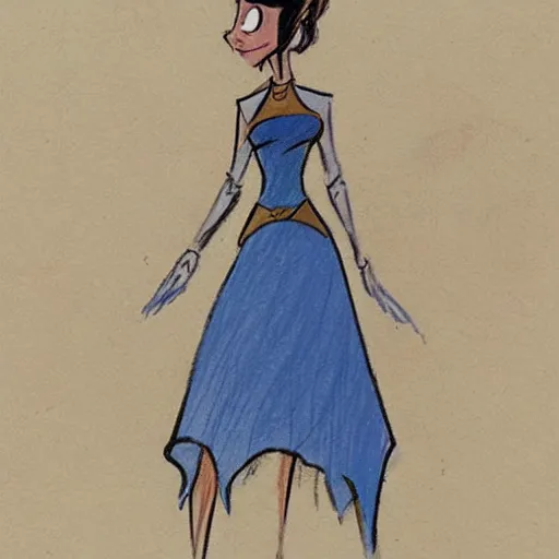 Image similar to milt kahl sketch of victoria justice as princess padme from star wars episode 3