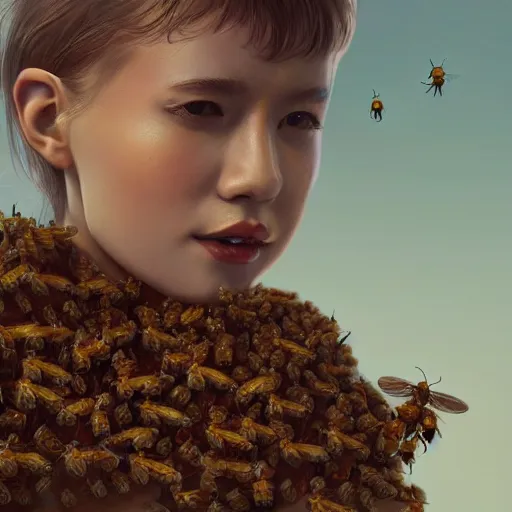 Prompt: a person wearing clothes made out of nothing but bees , made by Stanley Artgerm Lau, WLOP, Rossdraws, ArtStation, CGSociety, concept art, cgsociety, octane render, trending on artstation, artstationHD, artstationHQ, unreal engine, 4k, 8k,