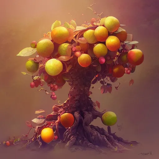 Image similar to tree that looks like fruits, made by stanley artgerm lau, wlop, rossdraws, james jean, andrei riabovitchev, marc simonetti, yoshitaka amano, artstation, cgsociety