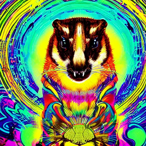 Prompt: Psychedelia Stoat and the Neon Apocalypse