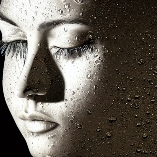 Image similar to water artwork manipulation in a shape of a human head,, ray tracing, sharp focus, realistic water, long shot