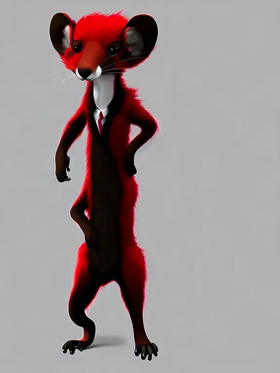 Image similar to furry - male - red - black - weasel - detective - fursona, ray tracing, photorealistic, trending on weasyl