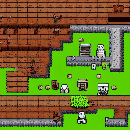 Image similar to simplistic bandit camp layout, architectural model, studio lighting, pepe the frog as hero in 8 bit nes game, multiple cows, low contrast, single building, arsitektur nusantara, dynamic lighting, rotary symmetrical, 1 0 0 0 mm, art by allixander maps, acrylic drawing, fantasy, world, bright, clear, simple, sharpened