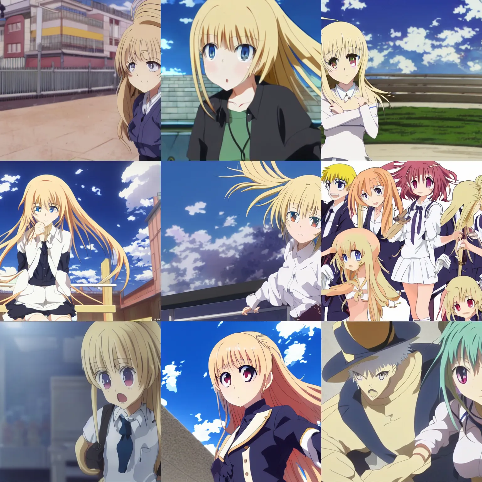 Prompt: wide shot of anime blonde angry girl, by kyoto animation