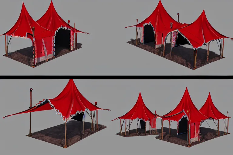 Image similar to 3d sculpt of a gothic circus tent, artstaton, League of Legends, red dead redemption2, overwatch, digital illustration