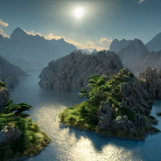 Image similar to hybrid of tiger and dragon, majestic, mountain and river in background, deviantart, global illumination radiating a glowing aura global illumination ray tracing hdr render in unreal engine 5