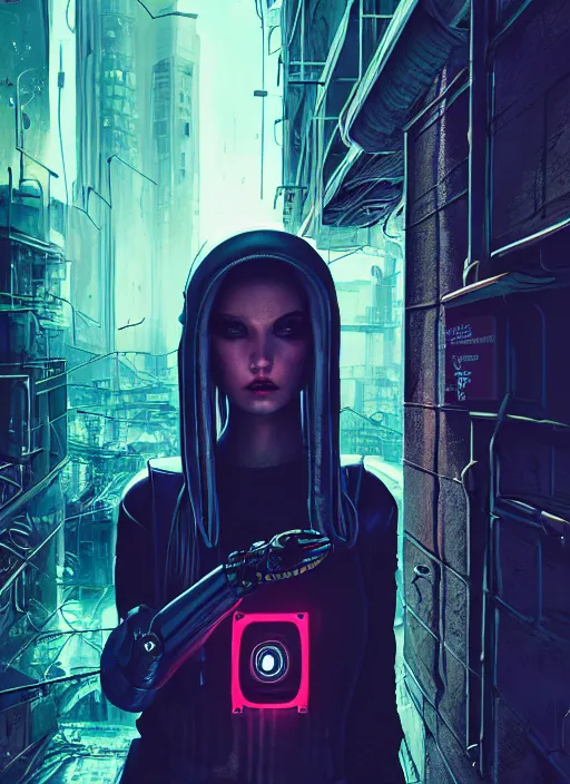 Prompt: portrait, 3 5 mm lomography, robot bouncer, gang clothing, fashion, id magazine, hyperrealism, detailed textures, photorealistic, 3 d cyberpunk apocalyptic city, ultra realistic, cinematic, intricate, cinematic light, unreal engine 8 k,, david kostic, artgerm