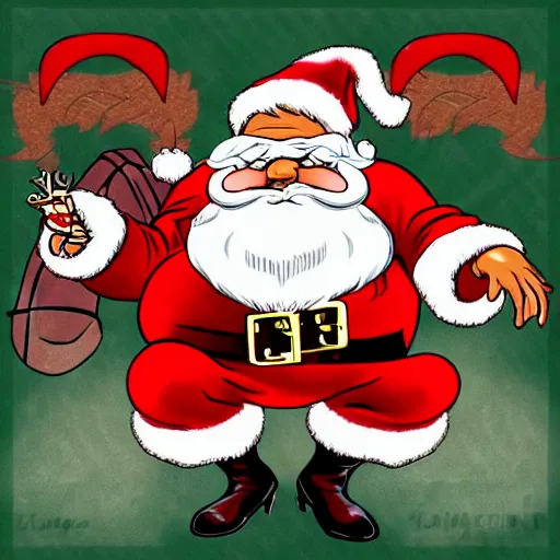 Image similar to Santa Claus in the style of Rat Fink