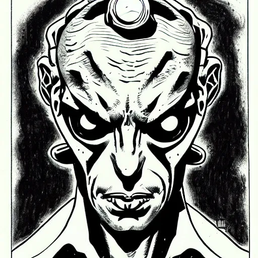 Image similar to portrait of abe sapien artwork created by Mike Mignola, shaded ink illustration