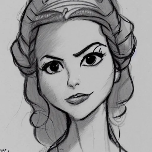 Image similar to milt kahl sketch of victoria justice as princess padme in star wars episode 3