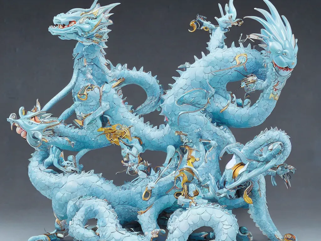 Image similar to A Doraemon Dorami Fractal Dragon statue, by Takashi Murikami