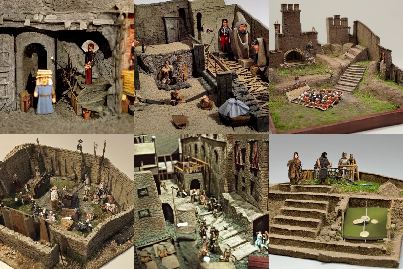 Prompt: miniature diorama of a scene from monty python's life of brian