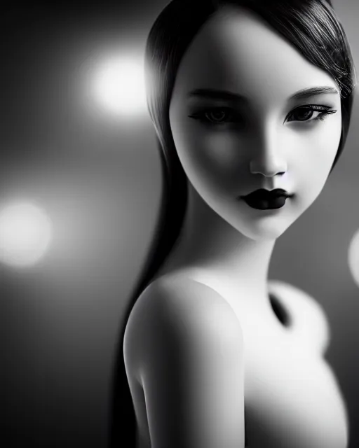 Image similar to black and white dreamy young beautiful female artificial intelligence, cinematic, rim light, bokeh, photo - realistic, elegant, high detail, 8 k, masterpiece, photo taken in 1 9 3 0