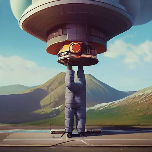 Image similar to a painting of a person standing on a road, concept art by chris labrooy, cgsociety, retrofuturism, sci - fi, concept art, futuristic