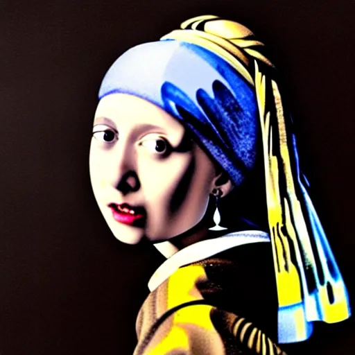 Prompt: Girl With a Pearl Earring in the style of Salvador Dalí