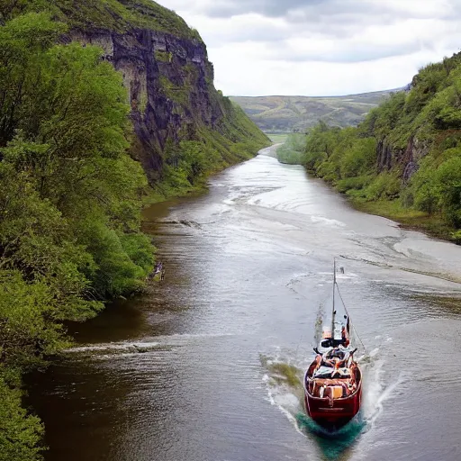 Image similar to viking speedboat sailing down a river