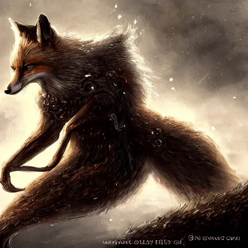 Prompt: a fox in elden ring, elden ring, dark souls, epic fantasy art